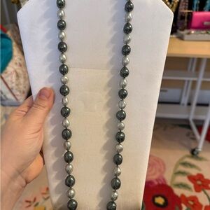 Trifari Silver and Gray Pearl Necklace